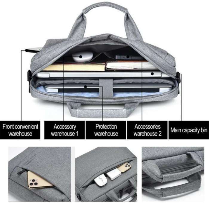 15 Inch Laptop Bags Office Documents Storage Bag Travel ( gray )
